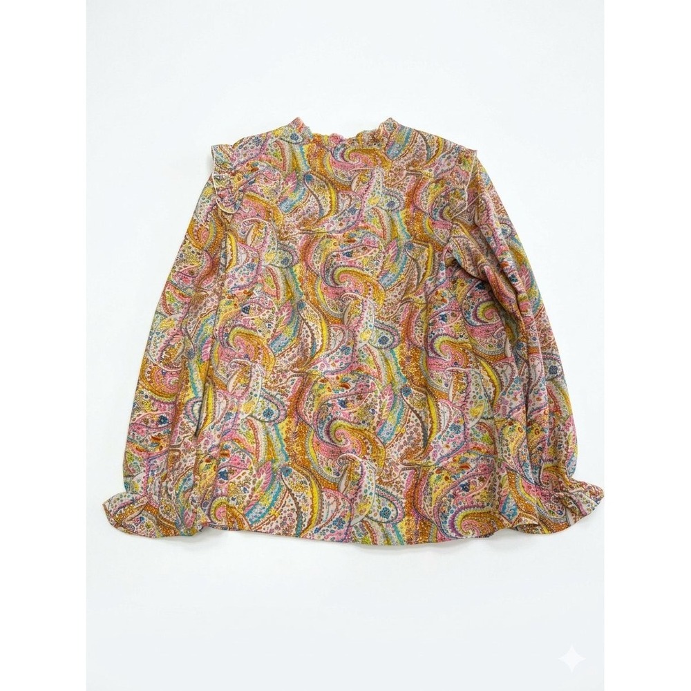 Beautiful Mess Boutique Blouse Women Small Multi NWT Paisley Boho Ruffle Sleeve